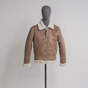 Zara tan jacket w/ shearling collar